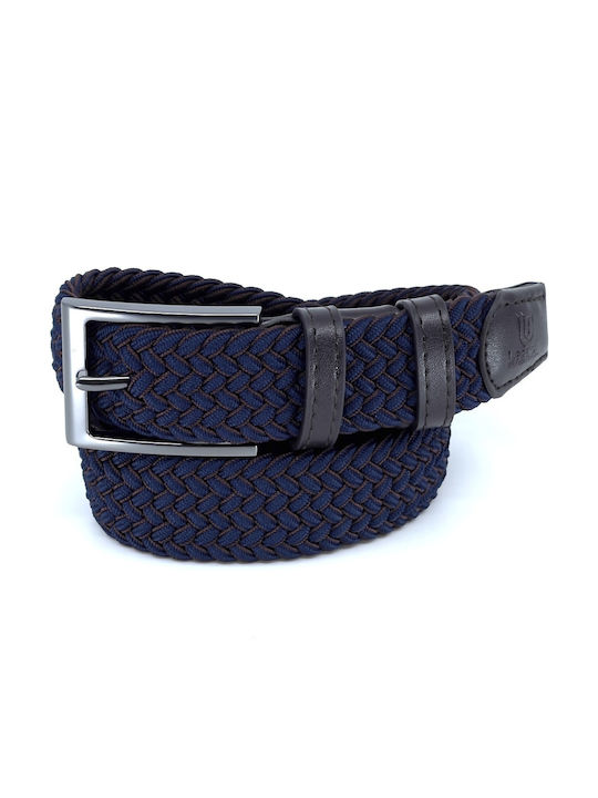 Elastic Men's Belt Knitted Double Sided Navy Blue