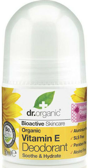 Dr.Organic Vitamin E Vitamin E Φυσικό Αποσμητικό σε Roll-On Χωρίς Αλουμίνιο 50ml