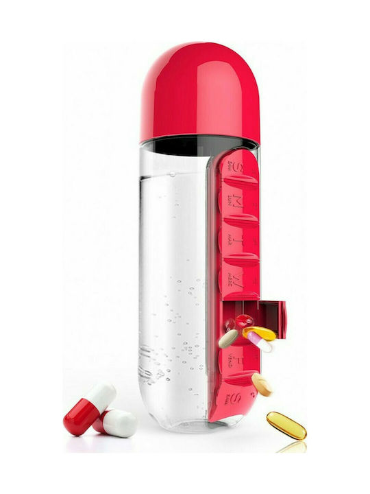 Asobu Pill Organizer Bottle PB55 Πλαστικό Παγούρι 600ml Κόκκινο