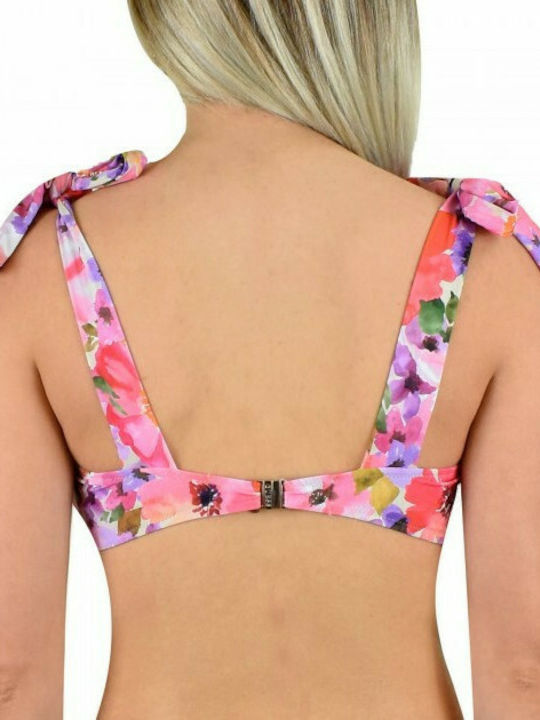 Guess Underwire Sports Bra Bikini Top Pink Floral