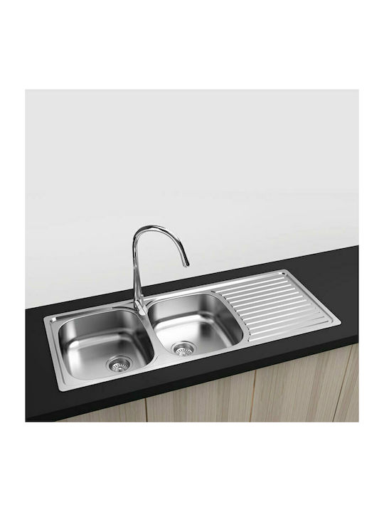 Karag BL 933 BL933B Drop-In Sink Inox Satin W116xD50cm Silver