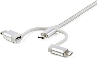 StarTech Braided USB to Lightning / Type-C / micro USB Cable Γκρι 1m (LTCUB1MGR)