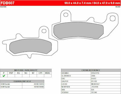 Ferodo Plăcuțe de frână pentru motociclete Partea din spate Platinum Suzuki DR650 91-95/Suzuki DR 800 BIG 1990