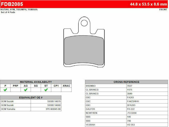 Ferodo Motorcycle Brake Pads Front Platinum Yamaha FJR 1300A / FJR 1300AS 2006 for Yamaha FJR 1300