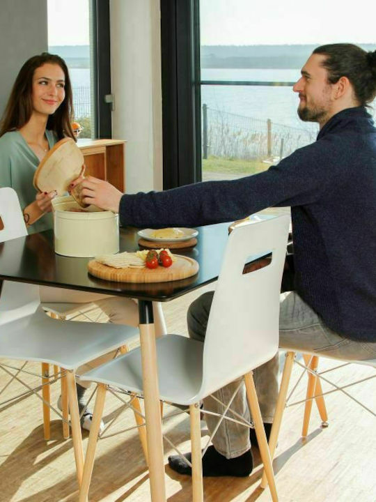 Relaxdays Ψωμιέρα με Καπάκι Μεταλλική σε Μπεζ Χρώμα 36x20x14cm