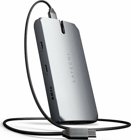 Satechi USB-C Docking Station with HDMI 4K PD Ethernet and Support for 2 Monitors Gray (ST-UCMBAM)