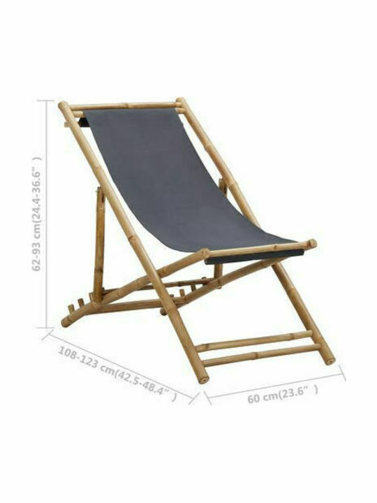 Deckchairs Bamboo with Gray Fabric 108x60x62cm
