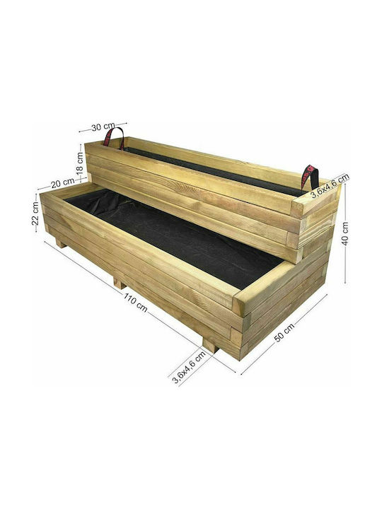 Tesias Planter Box Wooden Beige 50x110x40cm.