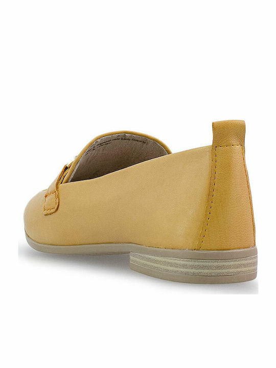 Leather Women's Loafers in Yellow Color 2-24210-26-615