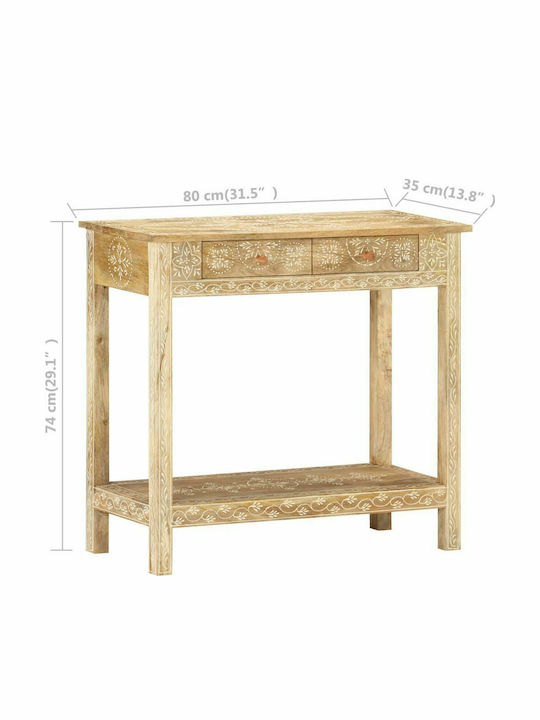 Solid Wood Console Table Mango Wood Mango Massif L80xW35xH74cm