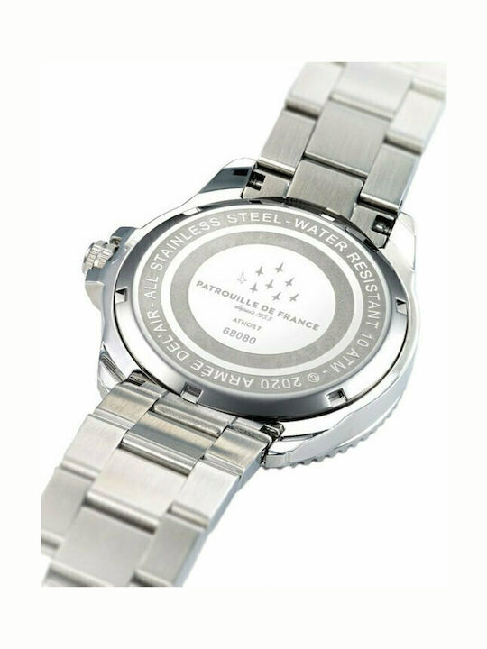 Patrouille De France Herrenuhr 44mm Batterie mit Silber Metallarmband