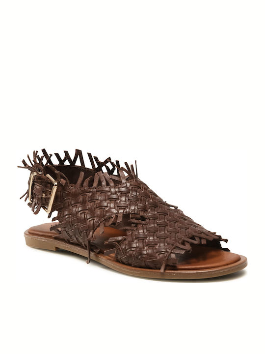 Inuovo Leather Women's Flat Sandals in Brown Color