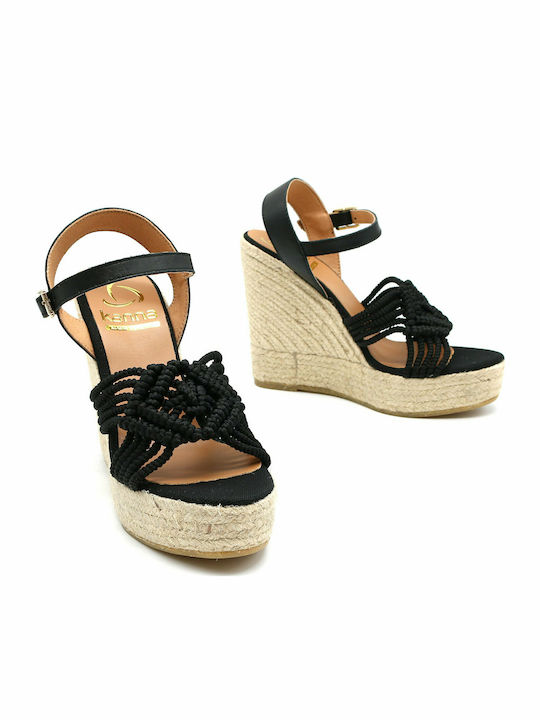 Kanna Women's Ankle Strap Platforms Black