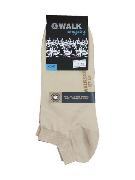 Walk Men's Solid Color Socks Beige