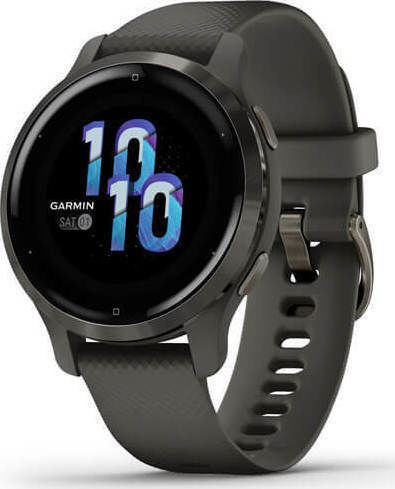 Garmin Venu 2S Stainless Steel 40mm Waterproof Smartwatch with Heart Rate Monitor (Slate / Graphite)