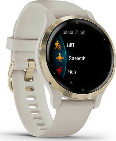 Garmin Venu 2S Stainless Steel 40mm Waterproof Smartwatch with Heart Rate Monitor (Light Gold / Light Sand)