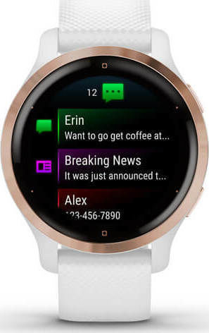 Garmin Venu 2S Edelstahl 40mm Wasserdicht Smartwatch mit Pulsmesser (Rose Gold / White)