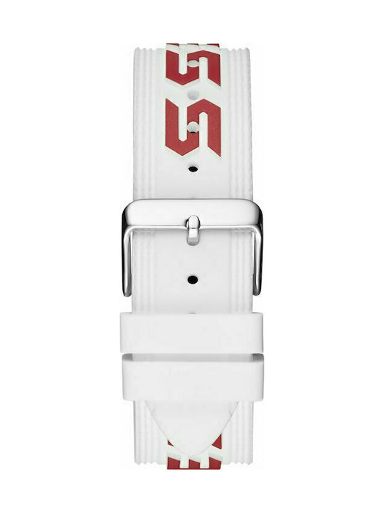 Guess Charge Digital Battery Chronograph Watch with Rubber Strap White