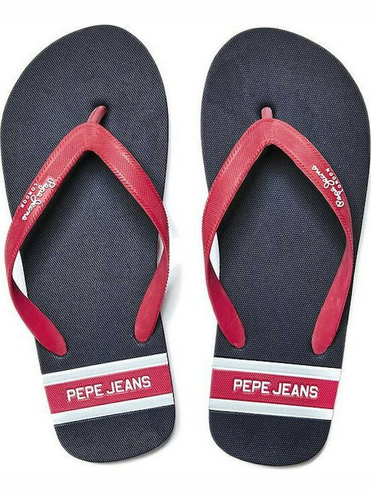 Bay Beach Man Navy Men's Flip Flops Red