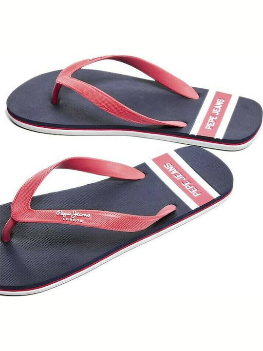 Bay Beach Man Navy Men's Flip Flops Red