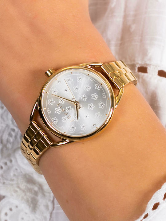 Esprit Debi Flower Γυναικείο Ρολόι 36mm Μπαταρίας με Χρυσό Μεταλλικό Μπρασελέ