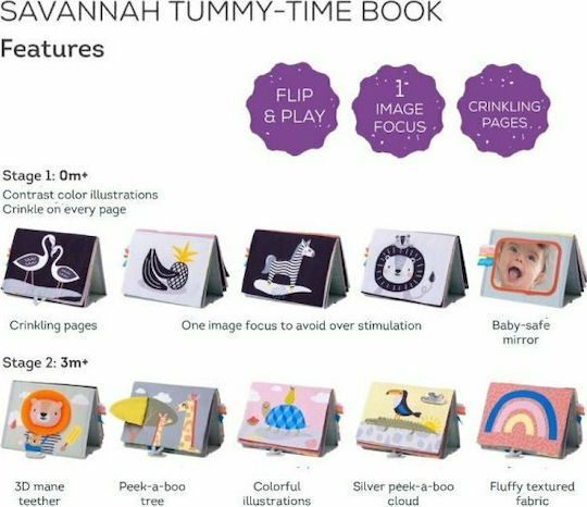 Taf Toys Activity Book Savannah Tummy Time Book made of Fabric for 0++ Months