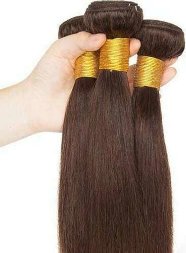 Bioshev Professional Haarteile mit Clip mit Echthaar in Dunkelheit Kastanie Farbe 2 50cm 2.0