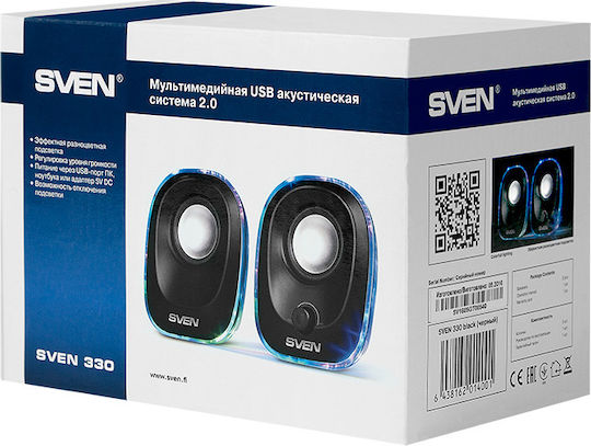 Sven 330 Ηχεία Υπολογιστή 2.0 με Ισχύ 2.5W Μαύρα