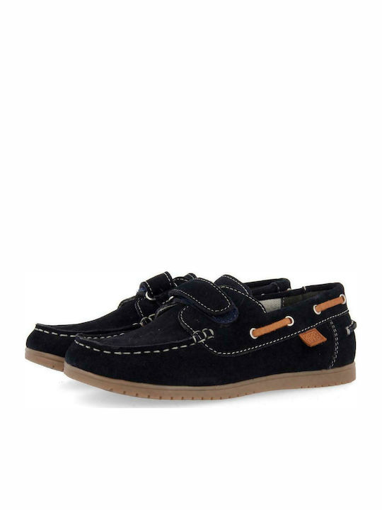 Gioseppo Boys Suede Moccasins with Velcro Navy Blue