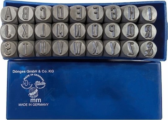 Luckhaus Embossed Letters Latin Alphabet 7mm 30-530007 Stamped Letters Hand Tool Set 27pcs