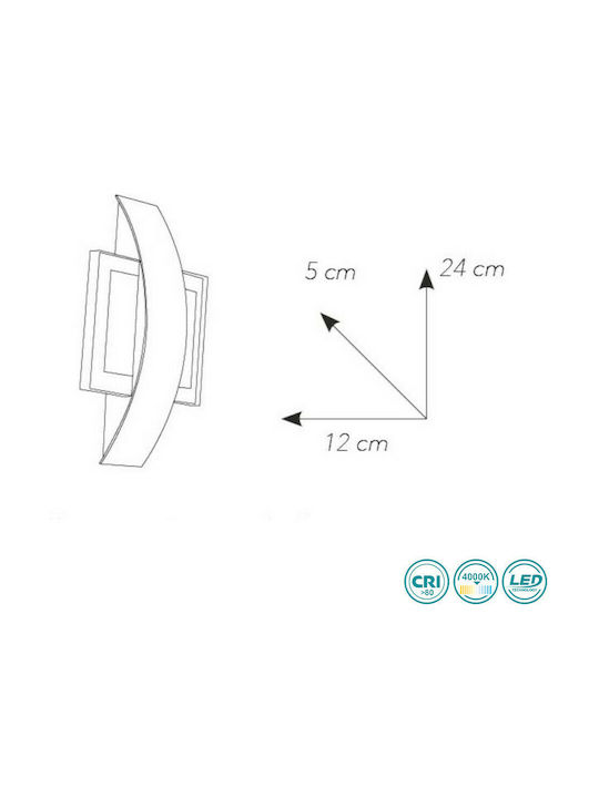 Fan Europe Tresor-AP Modern Lamp Wall with Integrated LED and Natural White Light 12x5x5cm