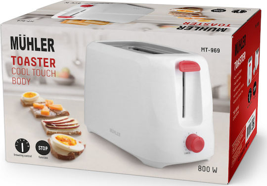 Muhler MT-969 Prăjitor de pâine 2 sloturi 800W Alb