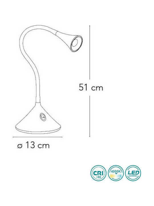 Fan Europe LEDT-Newton-Black LED Office Lamp with Flexible Arm in Black Color