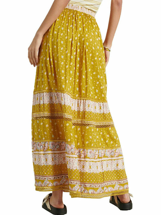 Superdry Ameera Ψηλόμεση Maxi Φούστα σε Κίτρινο χρώμα