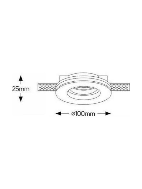 Geyer Rund Gips Einbau Spot mit Fassung GU10 Weiß 10x10cm. 1Stück