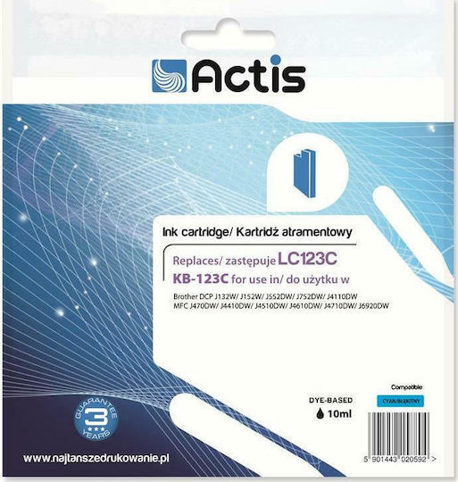 Actis Συμβατό Μελάνι Εκτυπωτή InkJet Brother LC123C 10ml Κυανό 1τμχ
