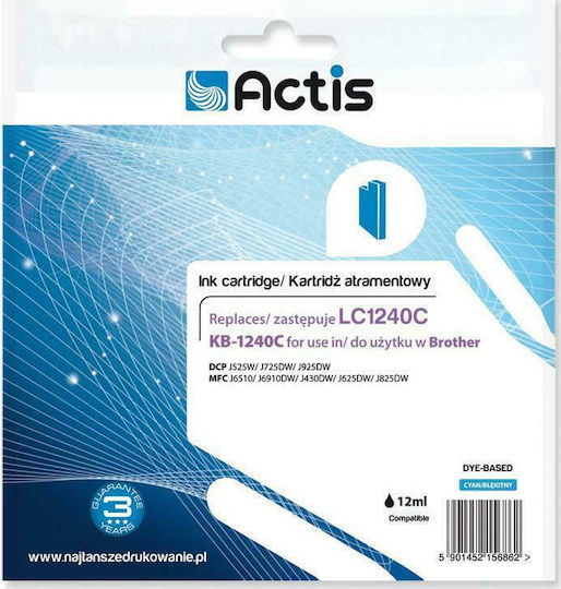 Actis Συμβατό Μελάνι Εκτυπωτή InkJet Brother LC1240C 19ml Κυανό 1τμχ
