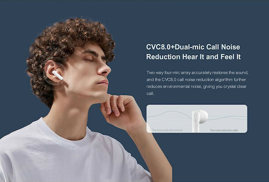 Haylou MoriPods T33 Earbud Bluetooth Handsfree Ακουστικά με Θήκη Φόρτισης Λευκά