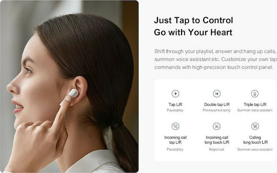 Haylou MoriPods T33 Earbud Bluetooth Handsfree Ακουστικά με Θήκη Φόρτισης Λευκά