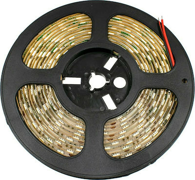 GloboStar Waterproof LED Strip Power Supply 12V with Warm White Light Length 5m and 60 LEDs per Meter SMD5050