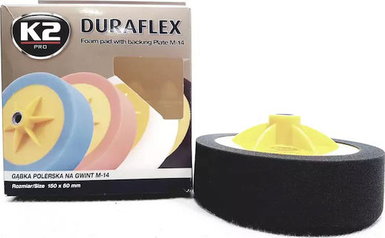 K2 Duraflex Гъба за полиране Черен мек с резба M14 150x50мм
