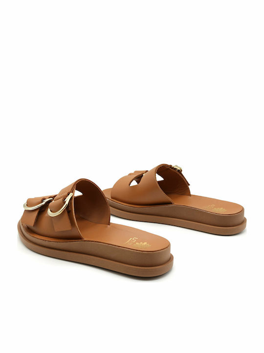 Δερμάτινα Γυναικεία Σανδάλια Flatforms Ταμπά