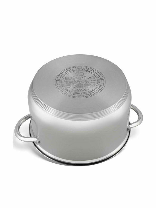 Edenberg Pots Set of Stainless Steel with No Coating Silver 12pcs