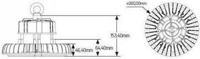 Geyer Φωτιστικό Καμπάνα 200W Ψυχρό Λευκό 26000lm με Ενσωματωμένο LED Μαύρο