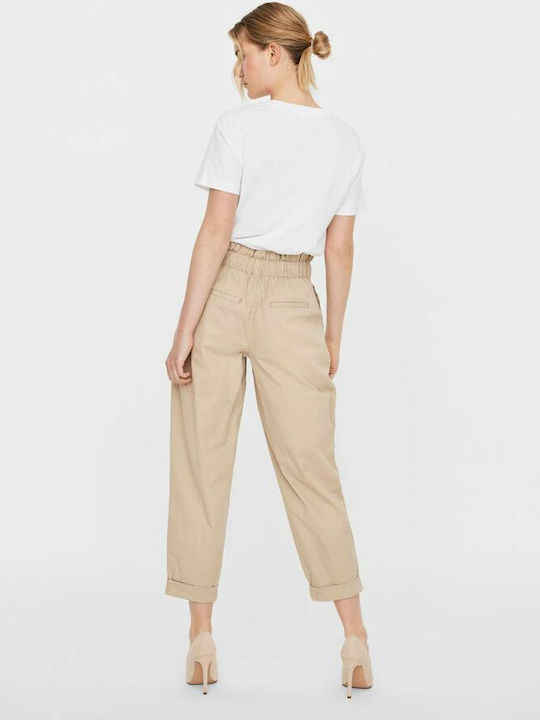 Damen Hoch tailliert Stoff Capri Hose mit Gummizug in Weitem Schnitt Nomad