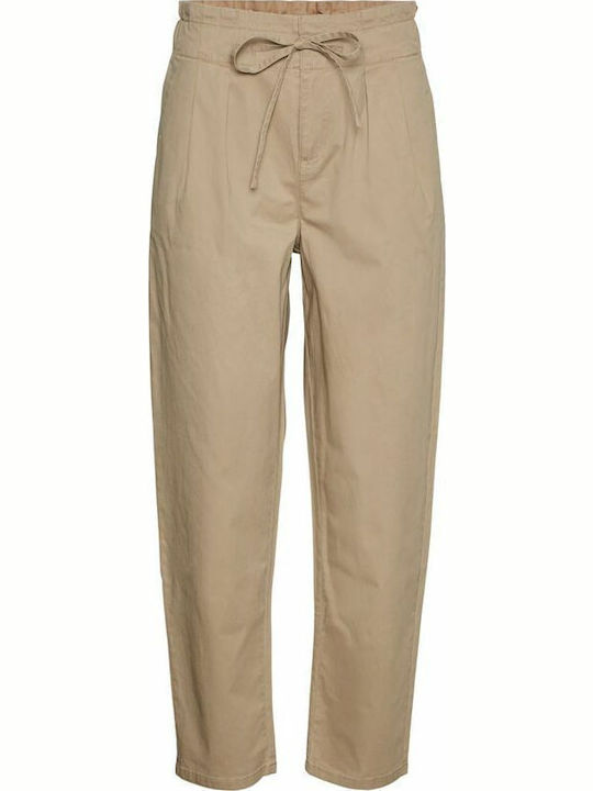 Damen Hoch tailliert Stoff Capri Hose mit Gummizug in Weitem Schnitt Nomad
