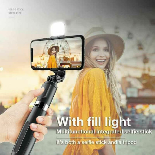 Techsuit L02S Selfie Stick Cell Phone Tripod Bluetooth with Light Black