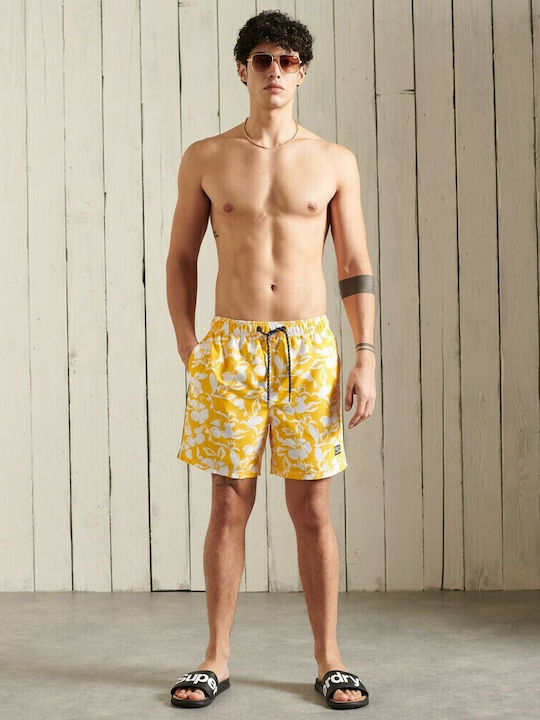 HAWAIIAN Men's Swimwear Shorts Yellow Floral