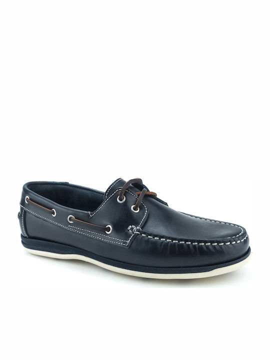 Ace W1885 Men's Leather Boat Shoes Blue