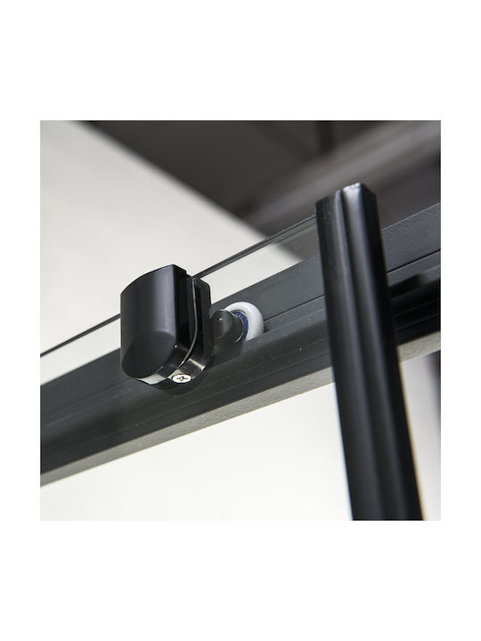 Devon Flow Slider Feste Seite für Dusche 87-89x195cm Sauberes Glas Schwarz Matt